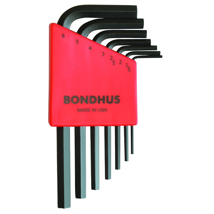 Bondhus 12292 Set of 7 Hex L-wrenches, Short Length, Sizes 1.5-6mm
