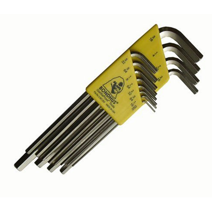 Bondhus 16136 Set of 12 Hex L-wrenches with BriteGuard Finish, Long Length, Sizes .050-5/16"
