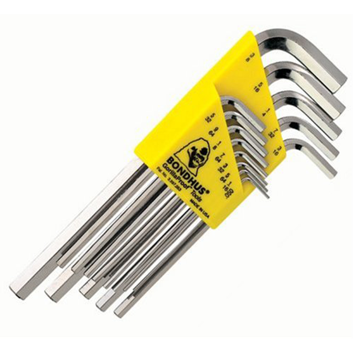 Bondhus 16137 Set of 13 Hex L-wrenches with BriteGuard Finish, Long Length, Sizes .050-3/8"