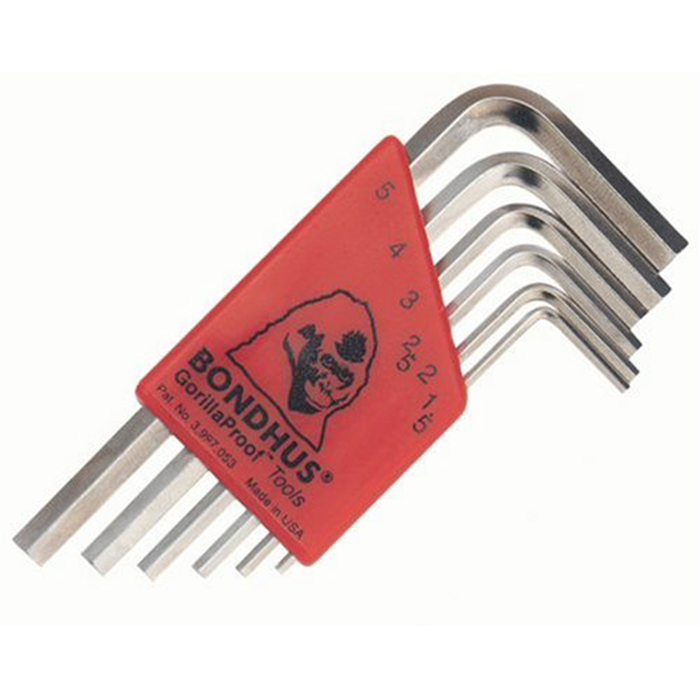 Bondhus 16246 Set of 6 Hex L-wrenches with BriteGuard Finish, Short Length, Sizes 1.5-5mm