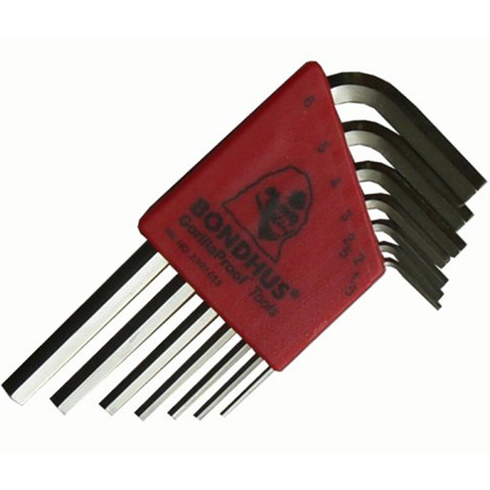 Bondhus 16292 Set of 7 Hex L-wrenches with BriteGuard Finish, Short Length, Sizes 1.5-6mm
