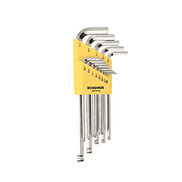 Bondhus 16937 Set of 13 Balldriver L-wrenches with BriteGuard Finish, Long Length, Sizes .050-3/8"