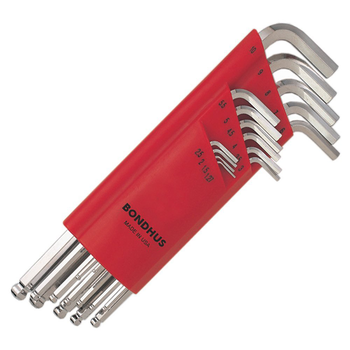 Bondhus 17095 Set of 15 Balldriver L-wrenches with BriteGuard Finish, Sizes 1.27-10mm