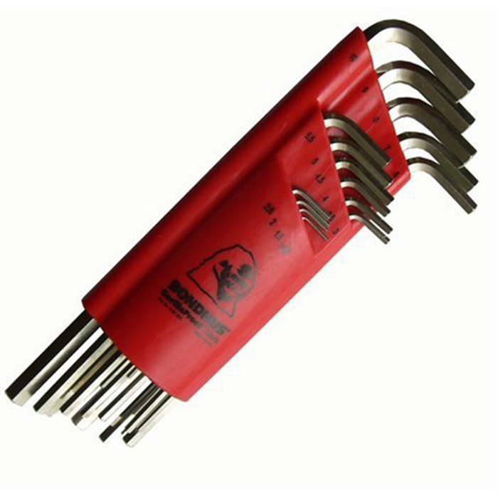 Bondhus 17195 Set of 15 Hex L-wrenches with BriteGuard Finish, Extra Long Length, Sizes 1.27-10mm