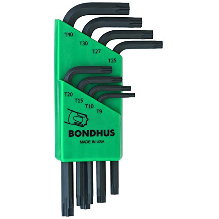 Bondhus 31734 Set of 8 TORX® L-wrenches, Short Length, Sizes T9-T40