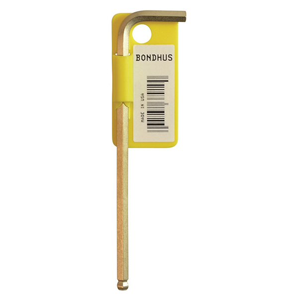 Bondhus 37908 9/64 x 4" Ball End Tip Hex Key L-Wrench with GoldGuard Finish, Tagged and Barcoded, 10 Pack