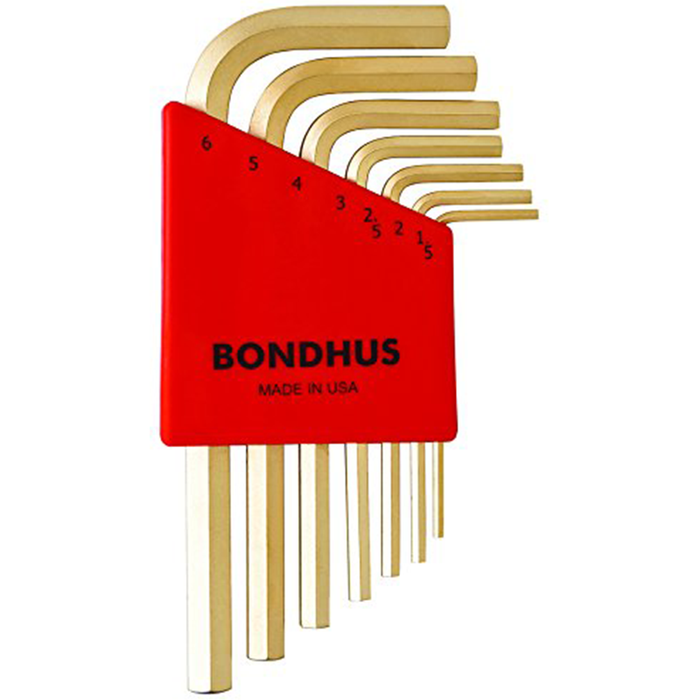 Bondhus 38292 Hex Tip Key L-Wrench Set with GoldGuard Finish, 7 Piece