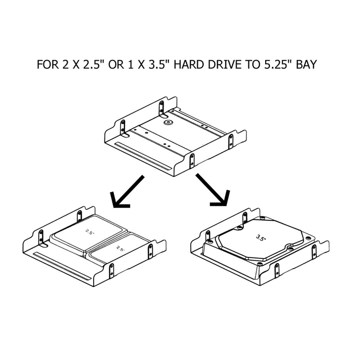 Bytecc Bracket-25525 5.25" HDD Mounting Bracket for 2x2.5" or 1x3.5" HDD/SSD 5.25" Tray