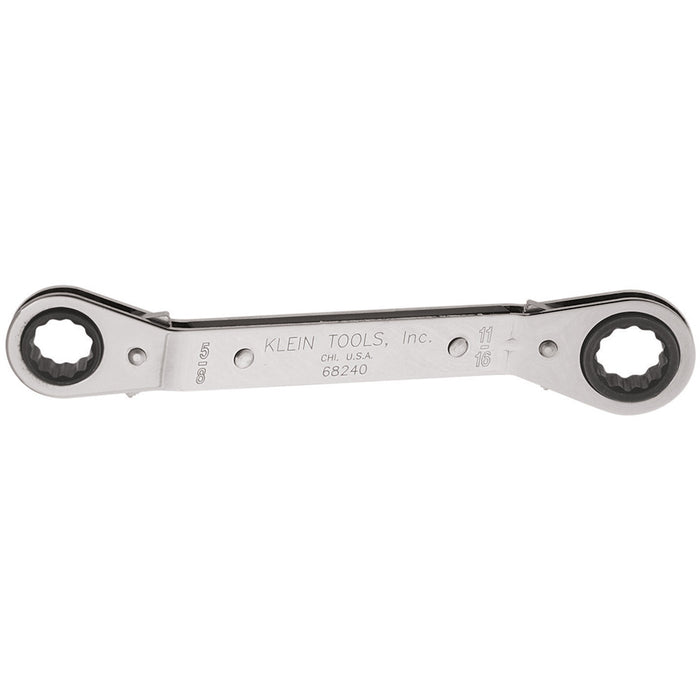 Klein Tools 68240 5/8" x 11/16" Fully Reversible Ratcheting Offset Box Wrench