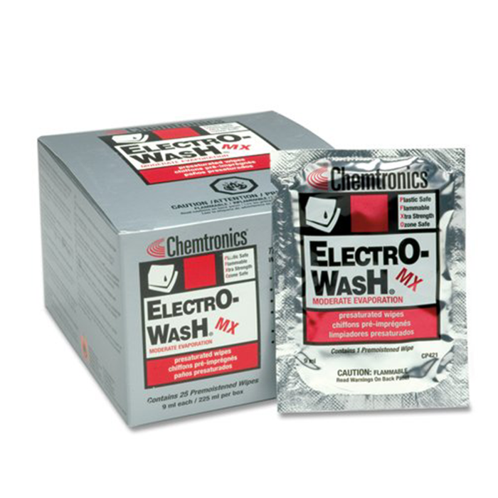 Chemtronics CP421 Electro-Wash & Degreaser Saturated Cleaning Wipes, 25 Per Box