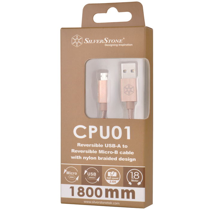 SilverStone CPU01G-500 Reversible USB-A to Reversible Micro-B cable