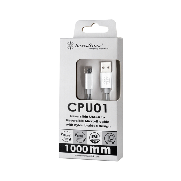SilverStone CPU01S-1800 Reversible USB-A to Reversible Micro-B cable