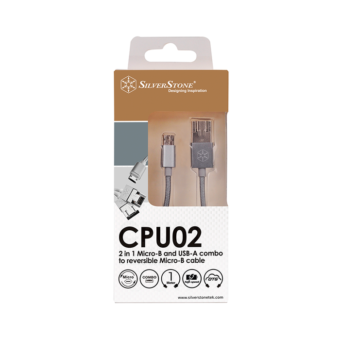 SilverStone CPU02C 2 in 1 Micro-USB combo USB-A to Micro-B cable