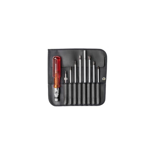 PB Swiss Tools PB 227 Classic articulated handle, set with interchangeable blades in a compact imitation leather roll-up case