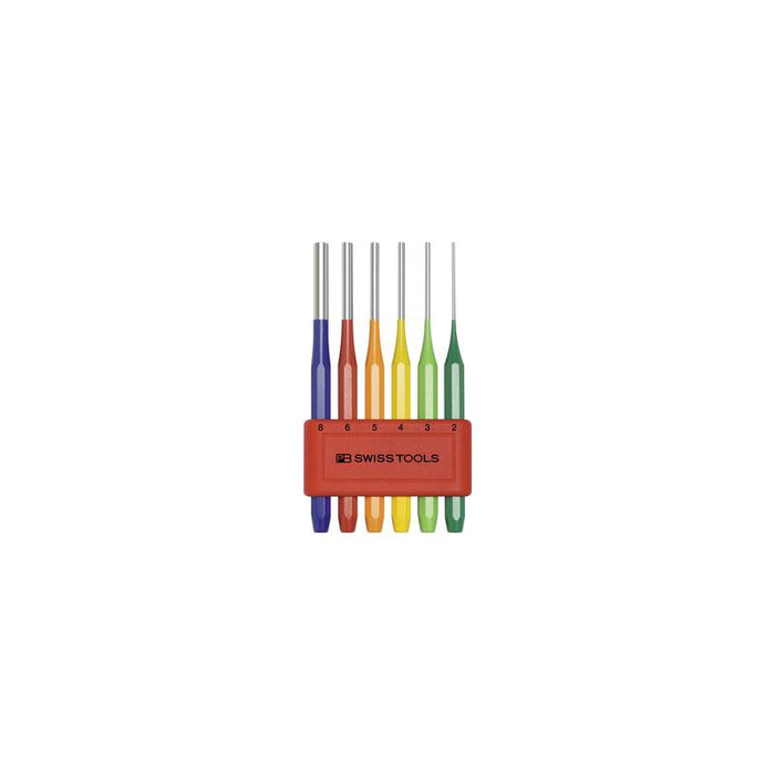 PB Swiss Tools PB 755.BL RB CN Rainbow Parallel Pin Punch Set, 6 pcs