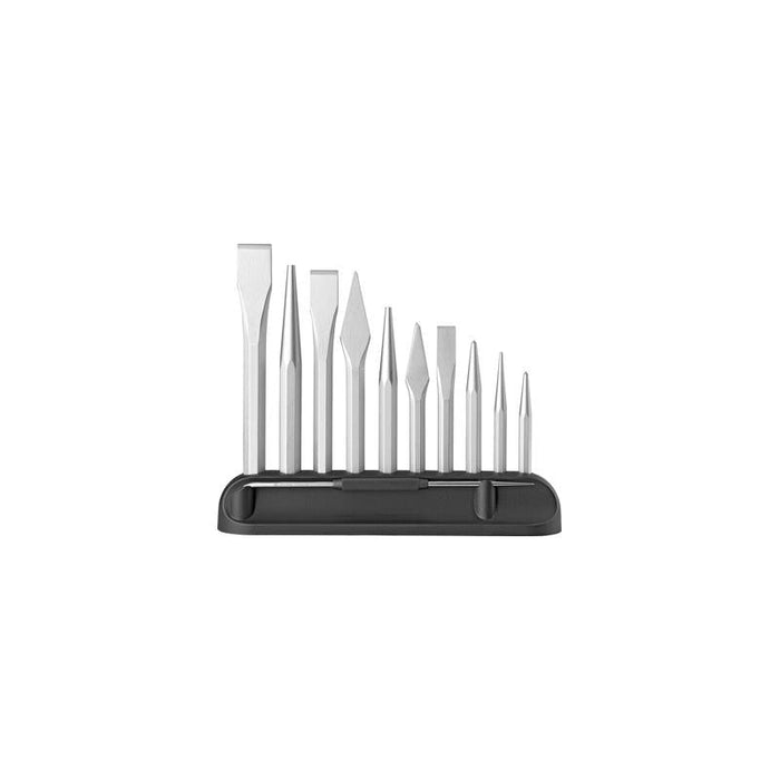 PB Swiss PB 860.H Flat and cross-cut chisel, center punch, drift punches, scriber, set with table stand