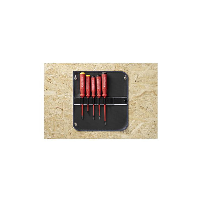 PB Swiss PB 5542.SU SL GY Screwdriver Set Slotted/Phillips in Roll-Up Case with Classic VDE Handle, 5 Pcs