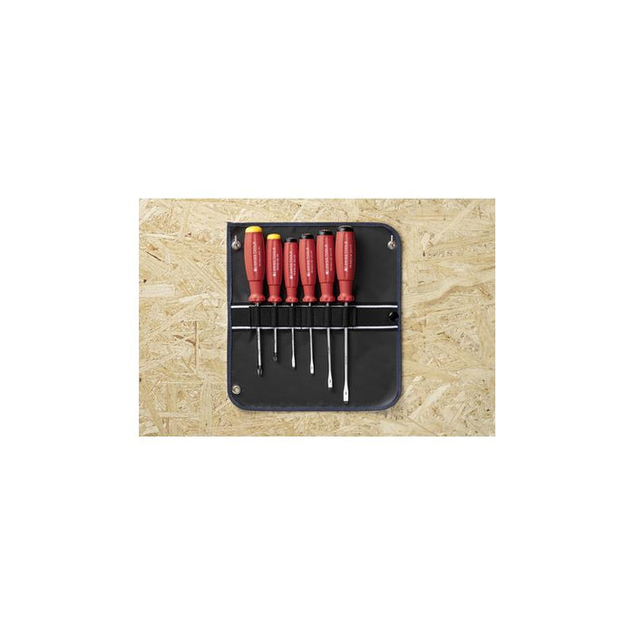PB Swiss PB 8560.SU GY Screwdriver Set Slotted/Phillips in Roll-Up Case SwissGrip 6-Piece