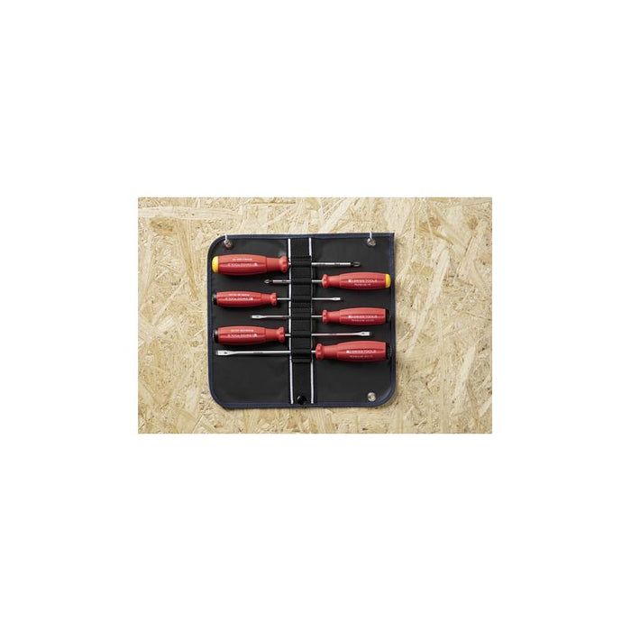 PB Swiss PB 8560.SU GY Screwdriver Set Slotted/Phillips in Roll-Up Case SwissGrip 6-Piece