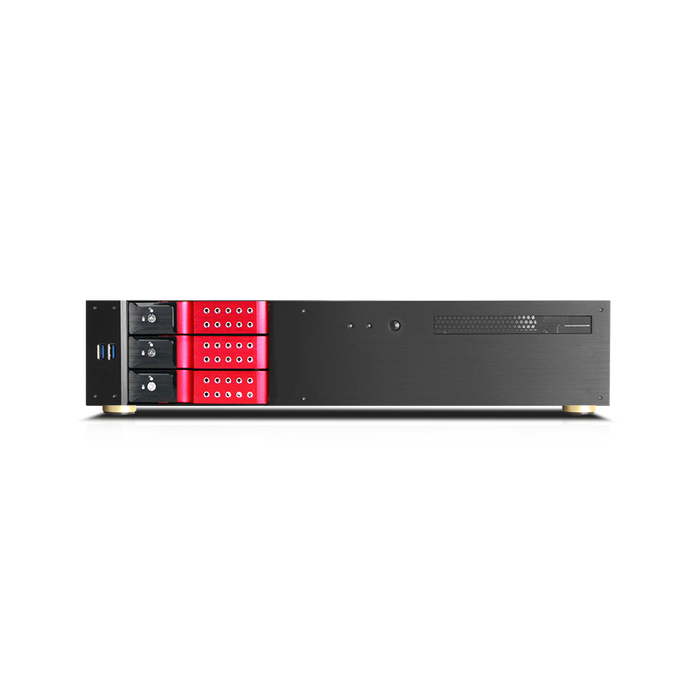 iStarUSA D-230HN-DT-RED 2U Compact 3x 3.5" Bay Trayless Hotswap microATX Desktop Chassis