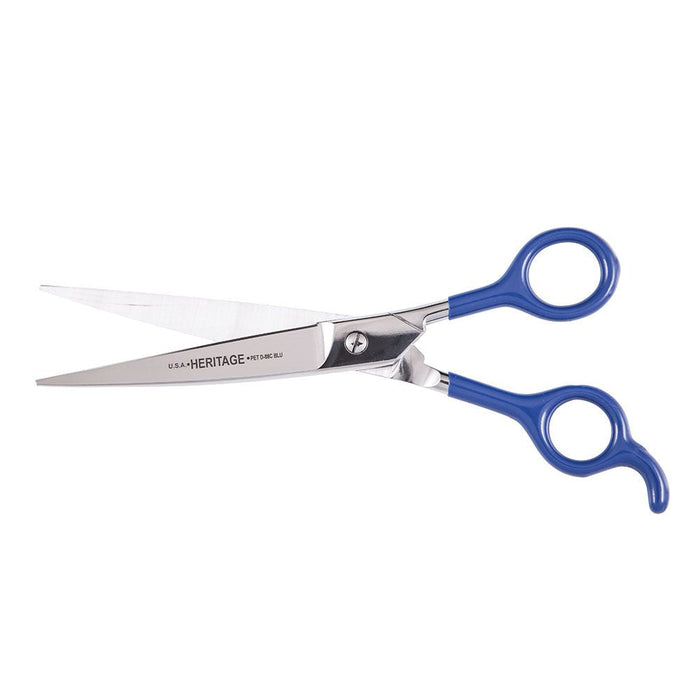 Heritage Cutlery D88-Blu C 8'' Pet Grooming Scissor / Curved Blade / Blue Coated Handles