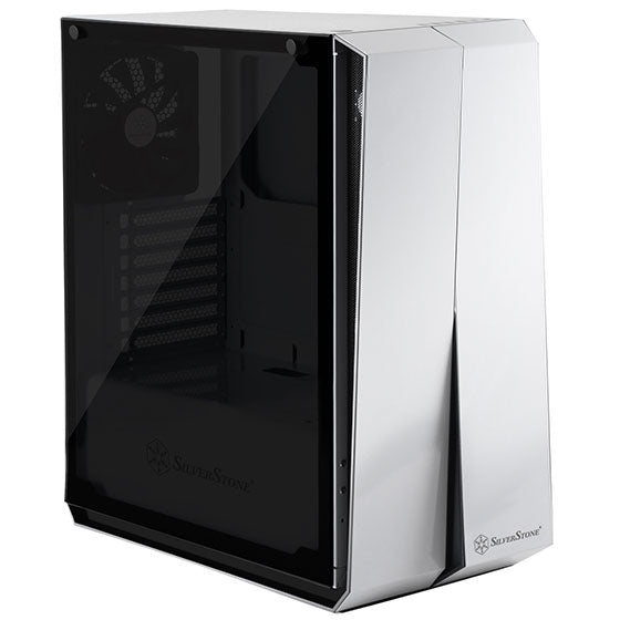 SilverStone Technology ATX Computer Case with Full Tempered-Glass Side Panel in White with Blue LEDs RL07W-G