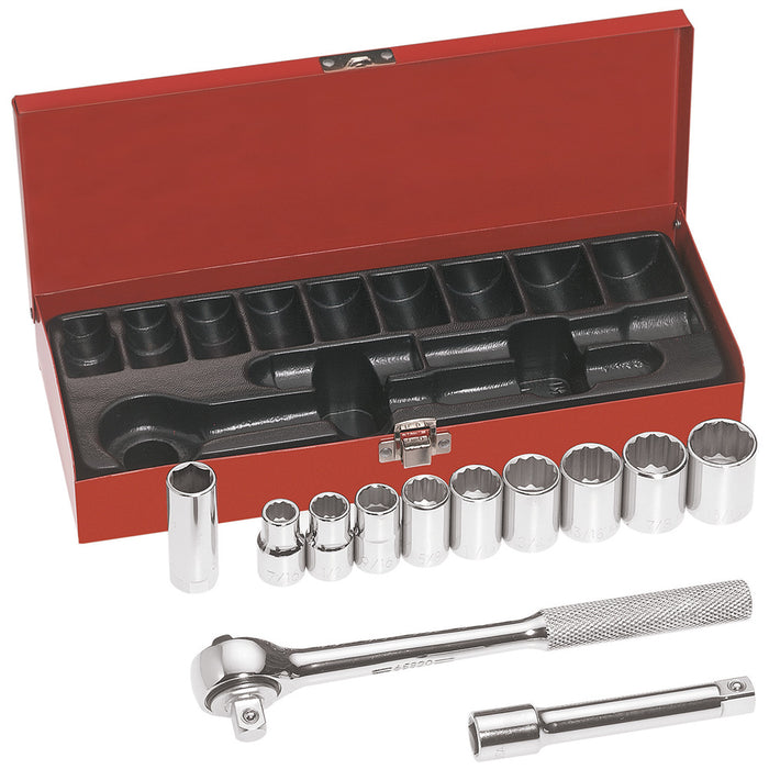 Klein Tools 65510 1/2" Drive Socket Wrench Set, 12 Piece