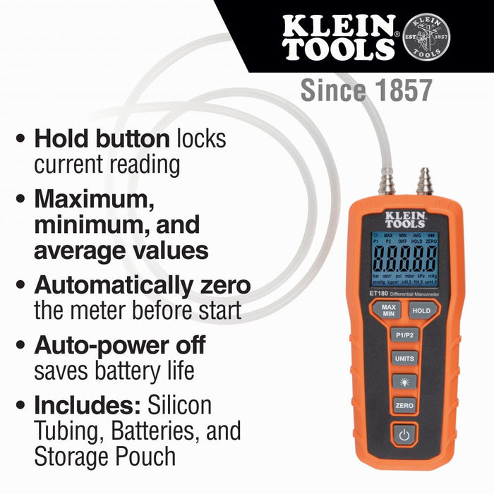 Klein Tools ET180 Digital Differential Manometer