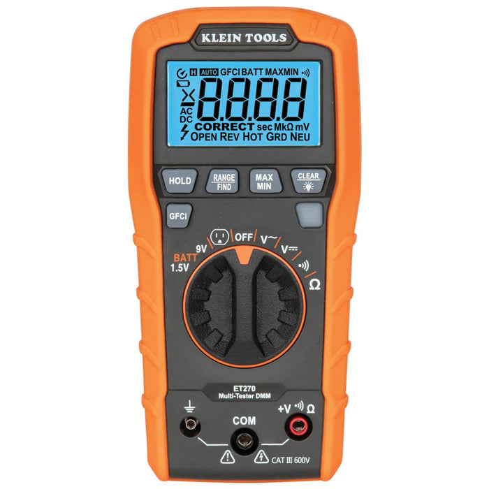 Klein Tools ET270 Digital Multi-Tester DMM with Receptacle Tester