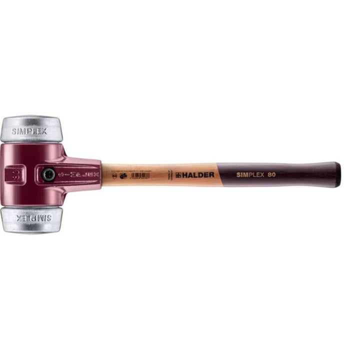 Halder 3009.080 Simplex Mallet with Aluminum Inserts, Cast Iron Housing and Wood Handle