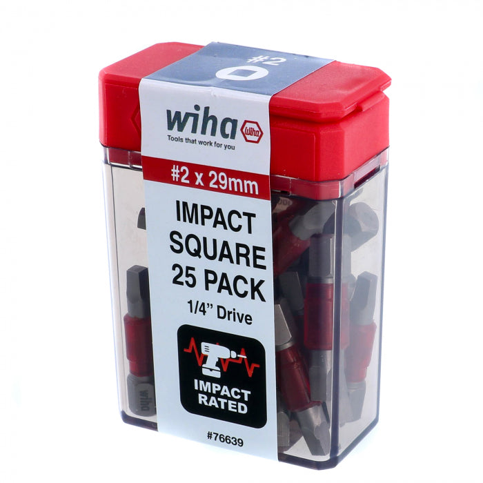 Wiha Tools 76639 MaxxTor Impact Bit Square #2 - 29mm - 25 Pack