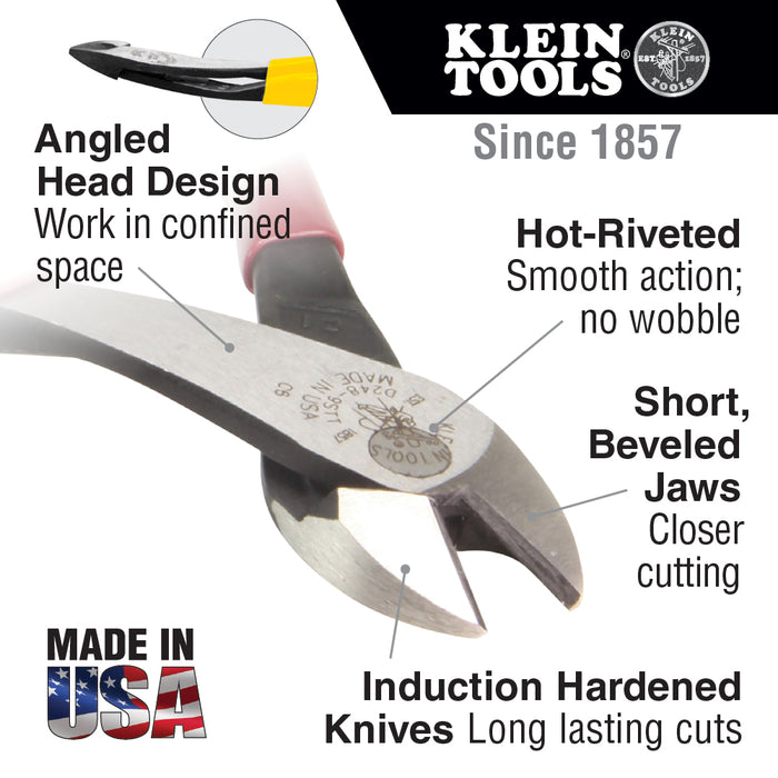 Klein Tools D248-8-GLW Angled Head Hi-Viz Diagonal-Cutting Pliers