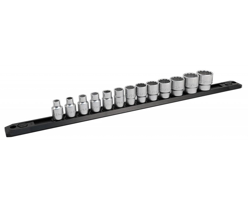 Wiha 33790 3/8" Inch Drive 12 Point Socket Set, 1/4" to 7/8" with Ratchet and Extensions, 17 Pc.