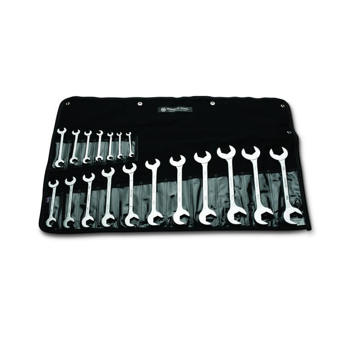 Wright Tools 732 18 Piece 15 & 60 Degrees Double Angle Open End Wrench Set