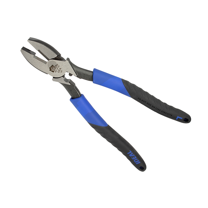 Ideal 30-3435 9-1/2" Linesman Plier w/New England Nose, Crimping Die & Fish Tape