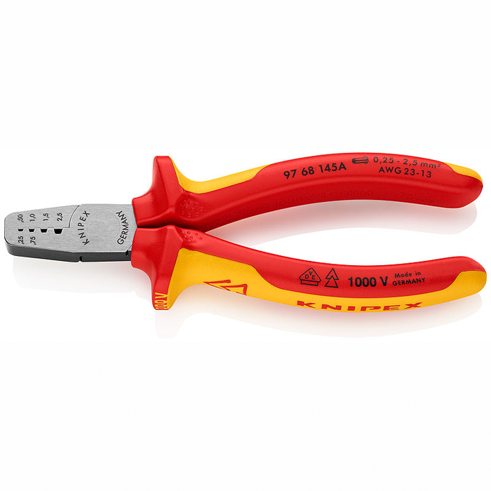 Knipex 97 62 145 A Trapezoidal Crimping Pliers for end sleeves (ferrules) - MultiGrip