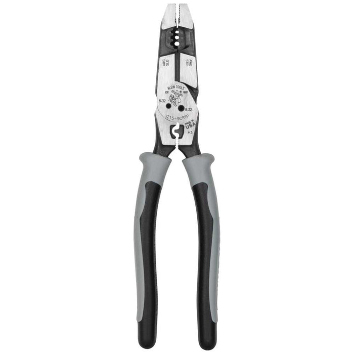 Klein Tools J2159CRTP - Hybrid Pliers with Crimper, Fish Tape Puller and Wire Stripper