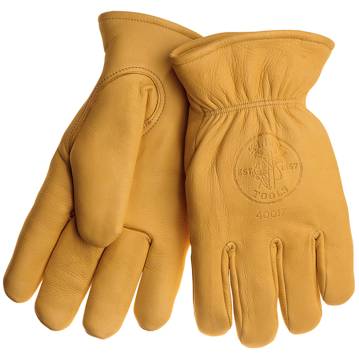 Klein Tools 40017 Deerskin Work Gloves, Lined,Yellow,Large