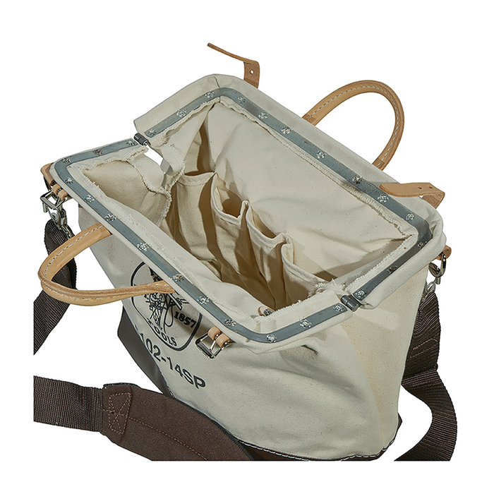 Klein Tools 5102-14SP Deluxe Canvas Tool Bag, 10 Pockets