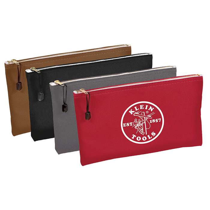 Klein Tools 5141 Zipper Bags-Canvas, 4-Pack,Red, Gray, Black, Brown