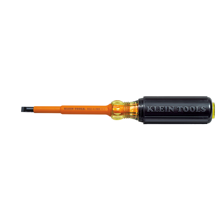Klein Tools 602-4-INS Insulated Cabinet-Tip Heavy-Duty Round-Shank Screwdriver