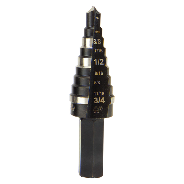 Klein Tools KTSB03 Double Fluted Step Drill Bit #3, 1/4" - 3/4"