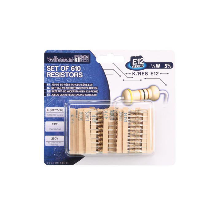 Velleman K/RES-E12 Pack of 610 E12-Series Resistors