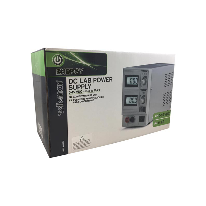 Velleman DC Lab Power Supply 0-15 VDC/0-3A Max with Dual LCD Display