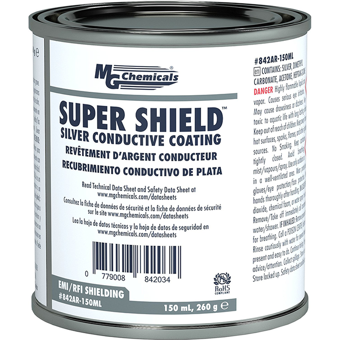 Mg Chemicals 842AR-150ML Silver Super Shield Conductive Coating, 150 mL Metal Jar