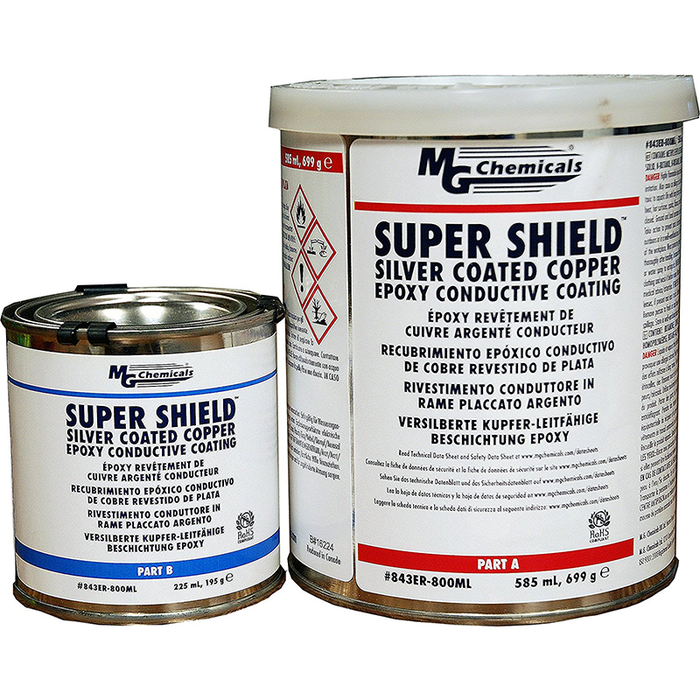 Mg Chemicals 843ER-800ML Super Shield Silver Coated Copper Epoxy Conductive Coating, 810mL 2-part kit