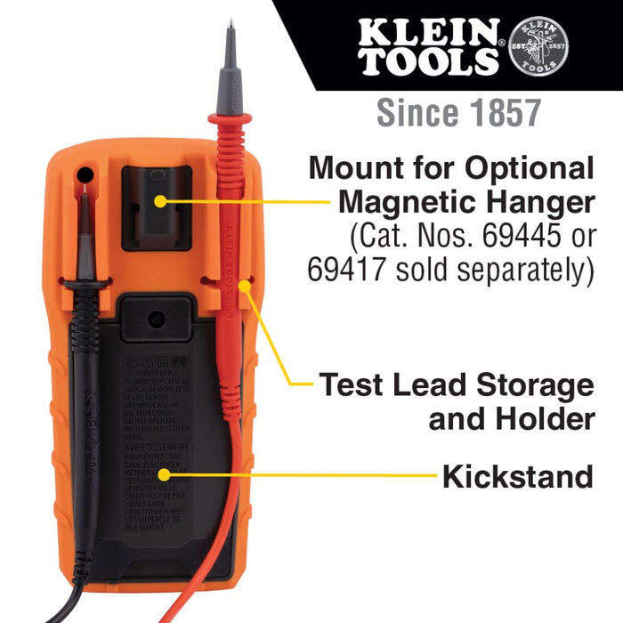 Klein Tools MM325 Multimeter, Digital Manual-Ranging 600V AC/DC Voltage Tester, Tests Batteries, Current, Resistance, Diodes, and Continuity