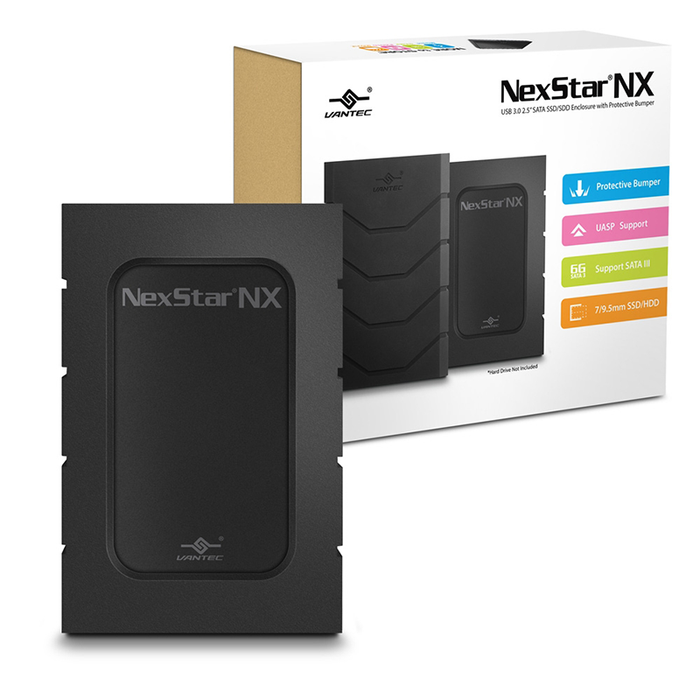 Vantec NST-239S3B-BK NX 2.5" 7/9.5MM USB 3.0 HDD ENCLOSURE W/HDD BUMPER-BLACK