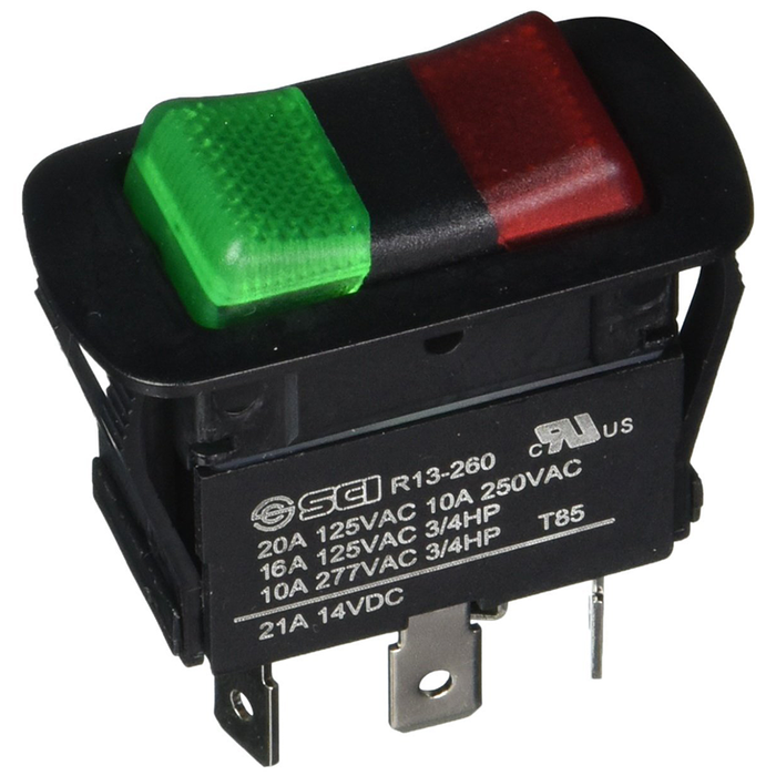 NTE Electronics 54-240W Waterproof Miniature Illuminated Rocker Switch