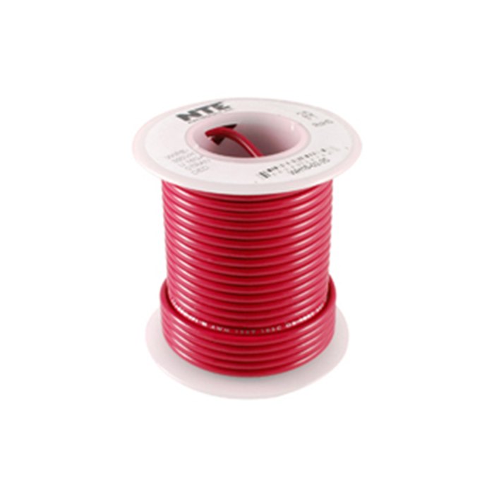 NTE Electronics WH610-02-25 Stranded 10 Gauge Red Hook Up Wire, 25ft.